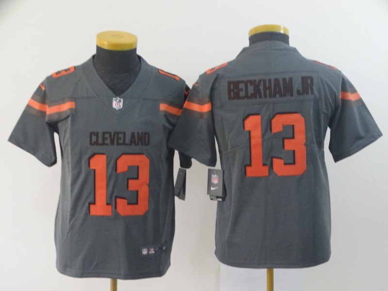 Youth Cleveland Browns #13 Beckham Jr Nike grey Limited NFL Jerseys->youth nfl jersey->Youth Jersey